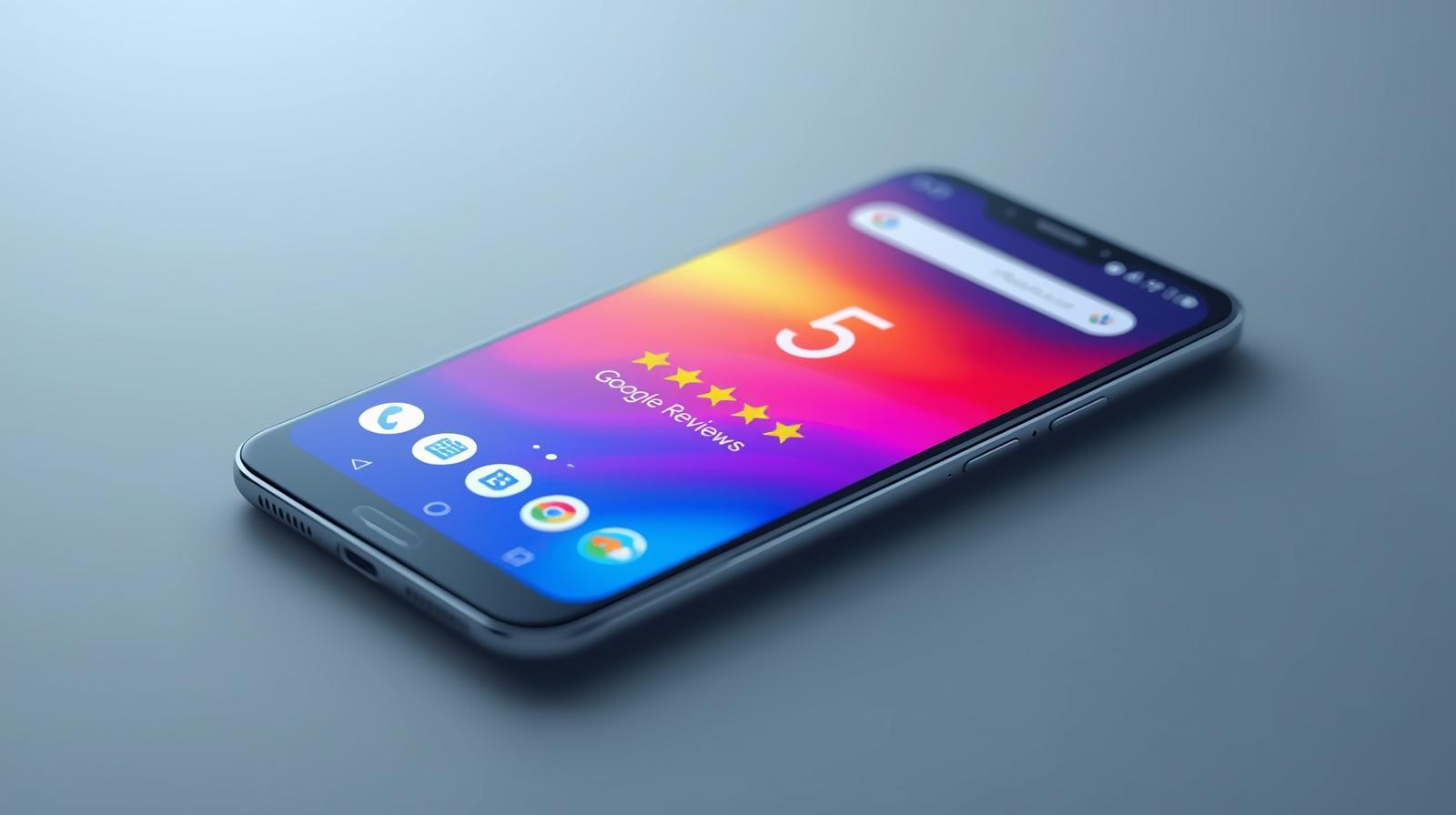 Smartphone mostra recensioni Google 5 stelle per attività locale italiana