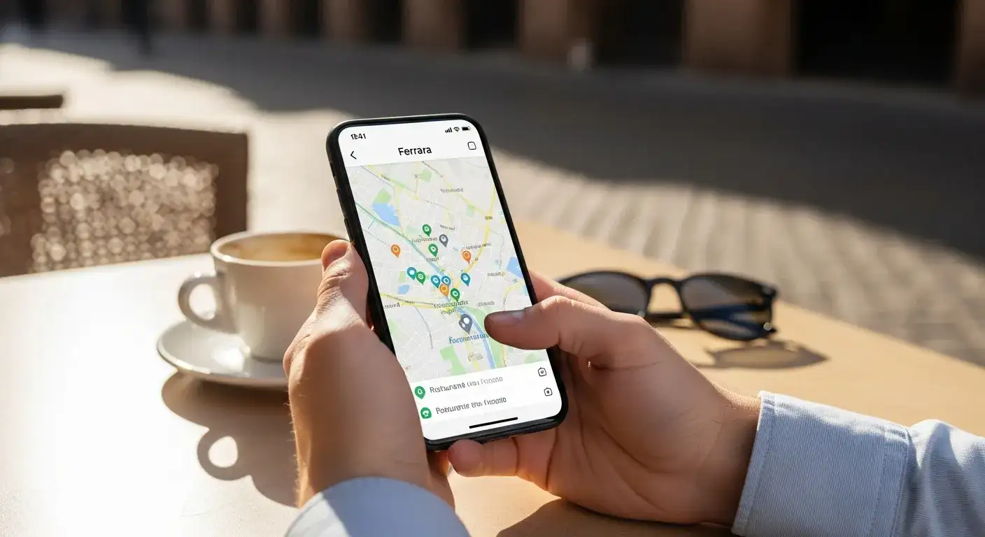 Local SEO 2026: Guida Completa in 10 Step per PMI 3 Esempio Local Pack Google con tre ristoranti Ferrara in evidenza su Google Maps_risultato