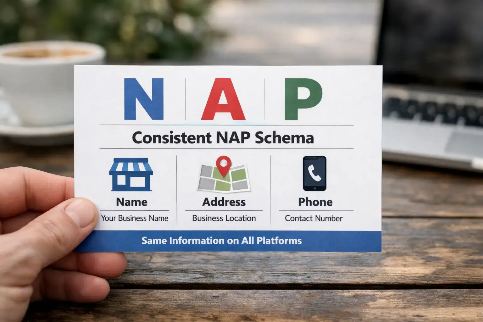 Local SEO 2026: Guida Completa in 10 Step per PMI 2 Infografica coerenza NAP Nome Indirizzo Telefono per strategia Local SEO_risultato